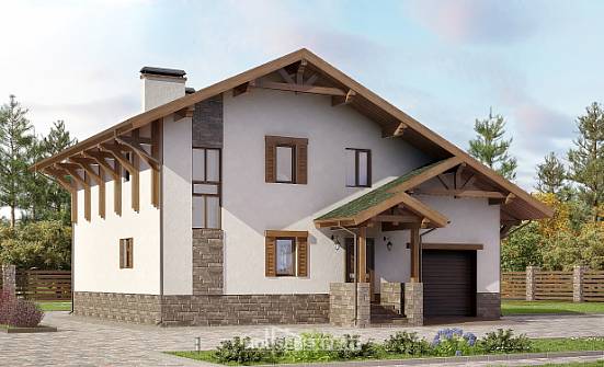 190-007-П Проект двухэтажного дома с мансардой и гаражом, красивый загородный дом из кирпича Нальчик | Проекты домов от House Expert