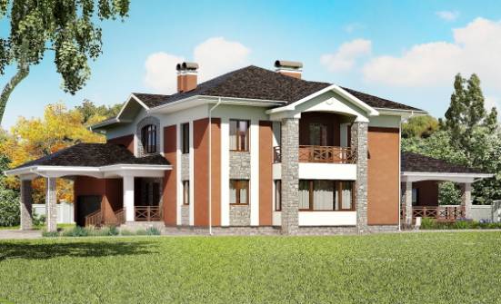 400-002-Л Проект двухэтажного дома и гаражом, классический дом из кирпича Нальчик | Проекты домов от House Expert