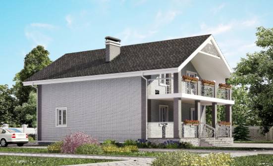 150-007-П Проект двухэтажного дома мансардой, современный домик из блока Прохладный | Проекты домов от House Expert