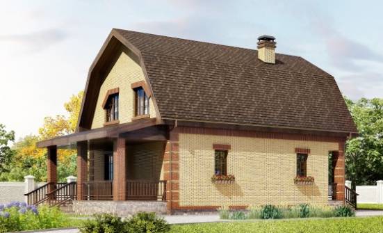 130-005-Л Проект двухэтажного дома мансардой, бюджетный домик из бризолита Прохладный | Проекты домов от House Expert