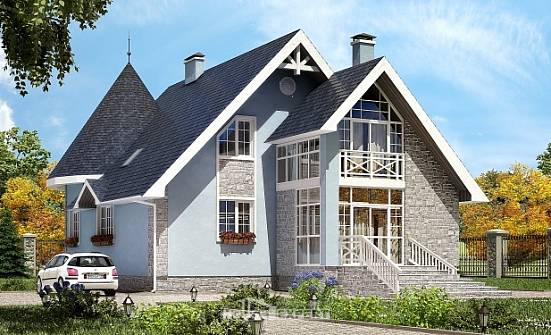 170-003-П Проект двухэтажного дома с мансардным этажом, бюджетный загородный дом из твинблока Нальчик | Проекты домов от House Expert