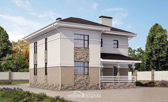 150-014-П Проект двухэтажного дома, бюджетный коттедж из блока Прохладный | Проекты домов от House Expert