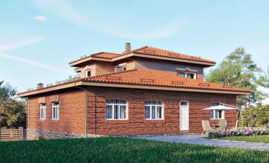 380-002-Л Проект трехэтажного дома и гаражом, просторный домик из кирпича Прохладный | Проекты домов от House Expert