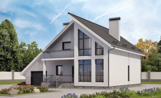 200-007-Л Проект двухэтажного дома мансардой и гаражом, красивый дом из арболита Нальчик | Проекты домов от House Expert