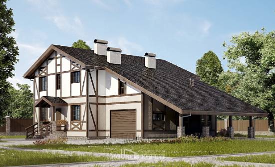 250-002-П Проект двухэтажного дома мансардный этаж, гараж, красивый коттедж из кирпича Прохладный | Проекты домов от House Expert
