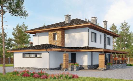 305-001-П Проект двухэтажного дома, гараж, классический дом из керамзитобетонных блоков Прохладный | Проекты домов от House Expert