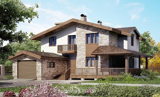 220-001-П Проект двухэтажного дома с мансардой и гаражом, просторный домик из твинблока Прохладный | Проекты домов от House Expert