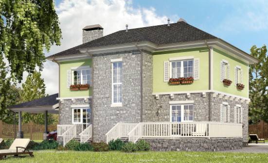 155-006-П Проект двухэтажного дома и гаражом, бюджетный домик из твинблока Прохладный | Проекты домов от House Expert