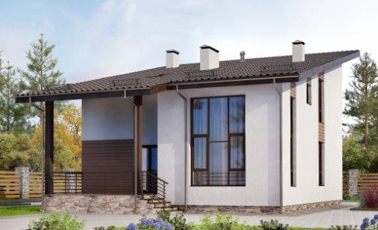 140-005-П Проект двухэтажного дома мансардный этаж, бюджетный домик из твинблока Нальчик | Проекты домов от House Expert
