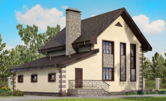 160-004-П Проект двухэтажного дома и гаражом, скромный загородный дом из пеноблока Нальчик | Проекты домов от House Expert
