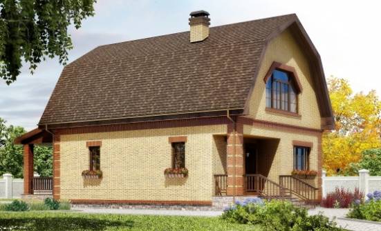 130-005-Л Проект двухэтажного дома мансардой, бюджетный домик из бризолита Прохладный | Проекты домов от House Expert