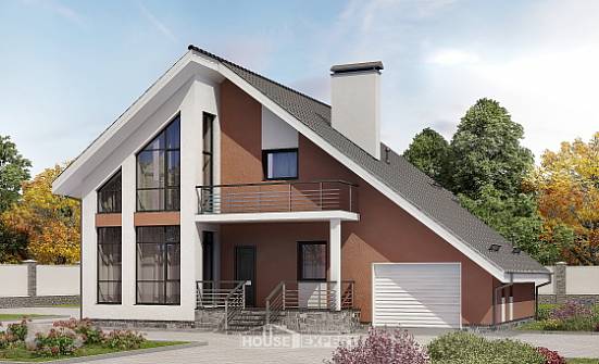 200-007-П Проект двухэтажного дома с мансардным этажом, гараж, красивый загородный дом из бризолита Нальчик | Проекты домов от House Expert