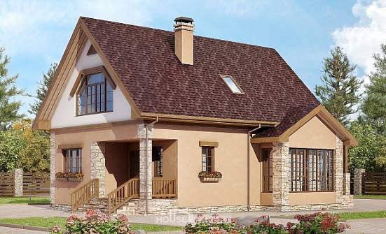 140-002-П Проект двухэтажного дома мансардой, современный дом из керамзитобетонных блоков Прохладный | Проекты домов от House Expert