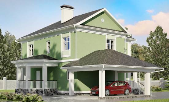 170-001-Л Проект двухэтажного дома и гаражом, недорогой загородный дом из бризолита Нальчик | Проекты домов от House Expert