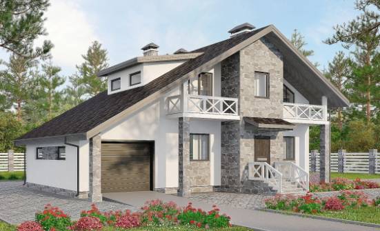 180-017-Л Проект двухэтажного дома с мансардой и гаражом, простой дом из пеноблока Нальчик | Проекты домов от House Expert