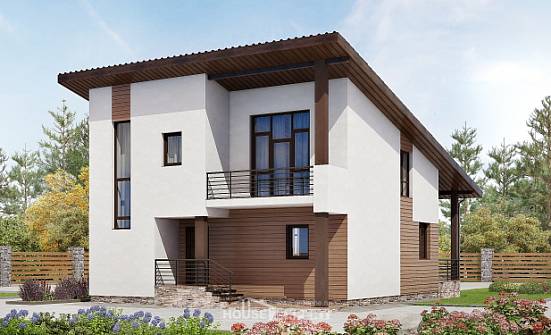 140-005-П Проект двухэтажного дома мансардный этаж, бюджетный домик из твинблока Нальчик | Проекты домов от House Expert