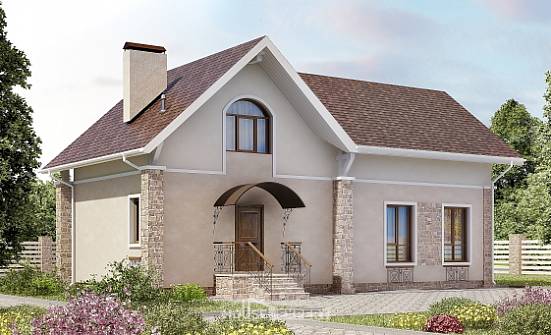 150-012-Л Проект двухэтажного дома с мансардой, бюджетный коттедж из блока Прохладный | Проекты домов от House Expert