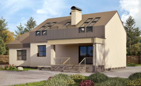 150-015-Л Проект двухэтажного дома с мансардным этажом, гараж, доступный дом из твинблока Нальчик | Проекты домов от House Expert