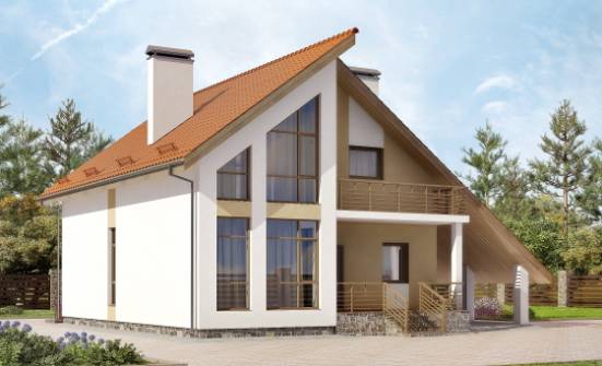 170-009-П Проект двухэтажного дома мансардой, гараж, небольшой коттедж из газосиликатных блоков Нальчик | Проекты домов от House Expert