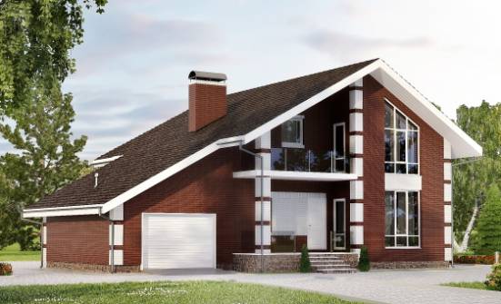 180-001-Л Проект двухэтажного дома мансардой, гараж, красивый загородный дом из газосиликатных блоков Нальчик | Проекты домов от House Expert