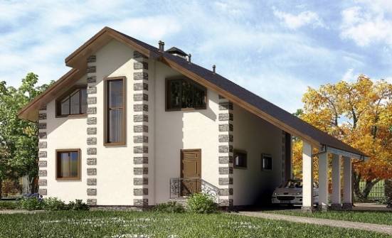 150-003-Л Проект двухэтажного дома мансардой и гаражом, компактный загородный дом из дерева Прохладный | Проекты домов от House Expert