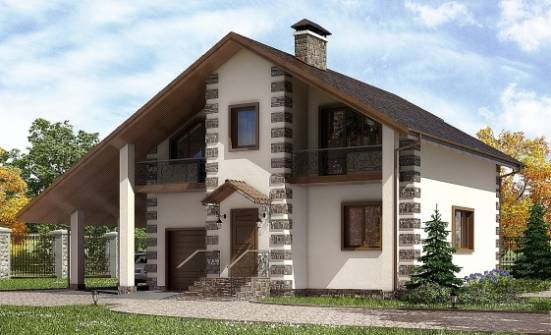 150-003-Л Проект двухэтажного дома мансардой и гаражом, компактный загородный дом из дерева Прохладный | Проекты домов от House Expert