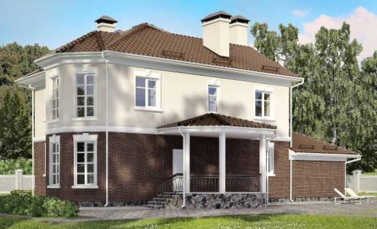 190-002-Л Проект двухэтажного дома и гаражом, классический загородный дом из газобетона Нальчик | Проекты домов от House Expert