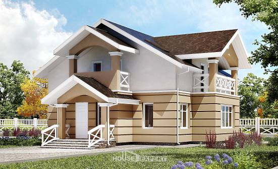 155-009-П Проект двухэтажного дома с мансардой, классический коттедж из блока Нальчик | Проекты домов от House Expert