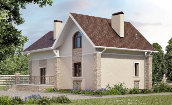 150-012-Л Проект двухэтажного дома с мансардой, бюджетный коттедж из блока Прохладный | Проекты домов от House Expert