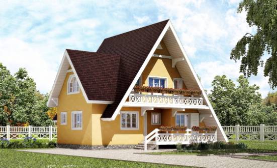 155-008-П Проект двухэтажного дома мансардой, экономичный дом из дерева Нальчик | Проекты домов от House Expert