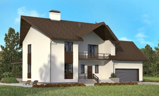 300-002-П Проект двухэтажного дома мансардой, гараж, просторный дом из твинблока Прохладный | Проекты домов от House Expert