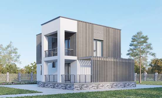 150-017-П Проект двухэтажного дома, бюджетный загородный дом из пеноблока Нальчик | Проекты домов от House Expert
