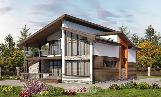 200-010-П Проект двухэтажного дома с мансардным этажом, гараж, средний коттедж из бризолита Нальчик | Проекты домов от House Expert