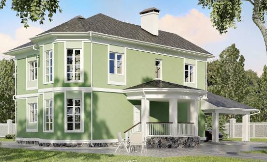 170-001-Л Проект двухэтажного дома и гаражом, недорогой загородный дом из бризолита Нальчик | Проекты домов от House Expert