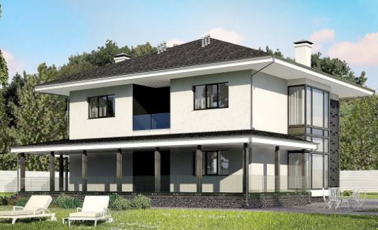 245-002-П Проект двухэтажного дома и гаражом, современный дом из керамзитобетонных блоков Нальчик | Проекты домов от House Expert