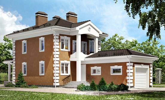 150-006-П Проект двухэтажного дома и гаражом, современный коттедж из бризолита Нальчик | Проекты домов от House Expert
