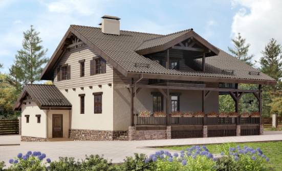 255-002-П Проект двухэтажного дома с мансардой, гараж, огромный дом из арболита Прохладный | Проекты домов от House Expert