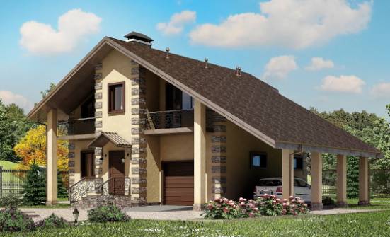 150-003-П Проект двухэтажного дома мансардный этаж, гараж, бюджетный домик из поризованных блоков Прохладный | Проекты домов от House Expert