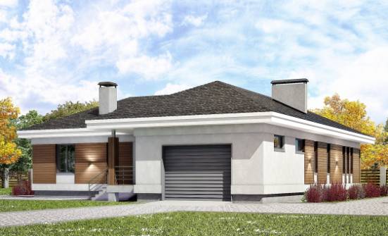 165-001-П Проект одноэтажного дома, гараж, скромный дом из блока Нальчик | Проекты домов от House Expert