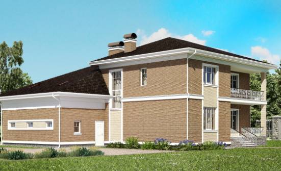 335-002-П Проект двухэтажного дома и гаражом, большой домик из кирпича Нальчик | Проекты домов от House Expert