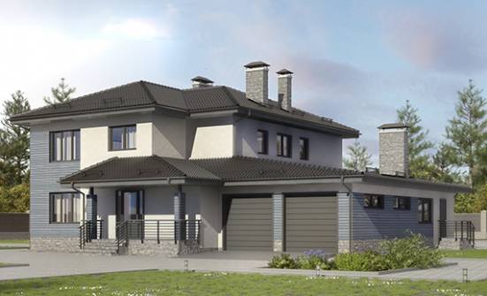 340-005-П Проект двухэтажного дома, гараж, классический коттедж из твинблока Прохладный | Проекты домов от House Expert