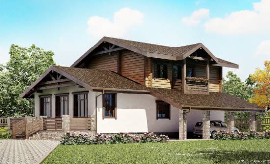 170-004-Л Проект двухэтажного дома с мансардой, гараж, бюджетный домик из пеноблока из дерева Прохладный | Проекты домов от House Expert