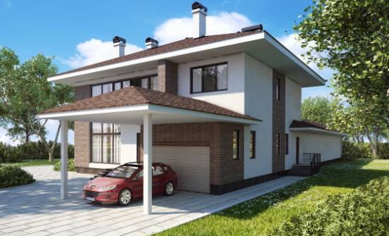 340-001-П Проект двухэтажного дома и гаражом, классический дом из кирпича Прохладный | Проекты домов от House Expert