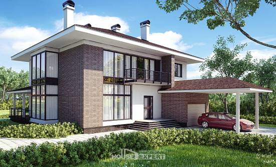 340-001-П Проект двухэтажного дома и гаражом, классический дом из кирпича Прохладный | Проекты домов от House Expert