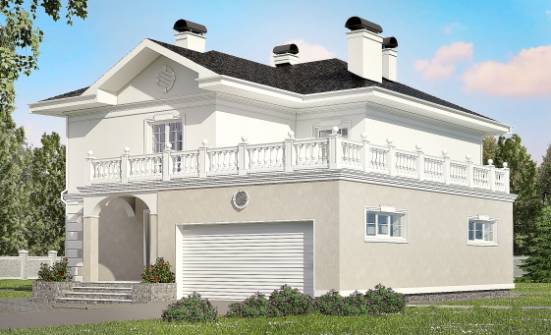340-002-П Проект двухэтажного дома и гаражом, большой коттедж из кирпича Нальчик | Проекты домов от House Expert