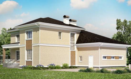 335-001-Л Проект двухэтажного дома и гаражом, красивый коттедж из кирпича Прохладный | Проекты домов от House Expert