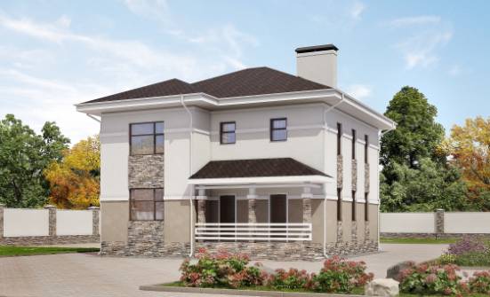 150-014-П Проект двухэтажного дома, бюджетный коттедж из блока Прохладный | Проекты домов от House Expert