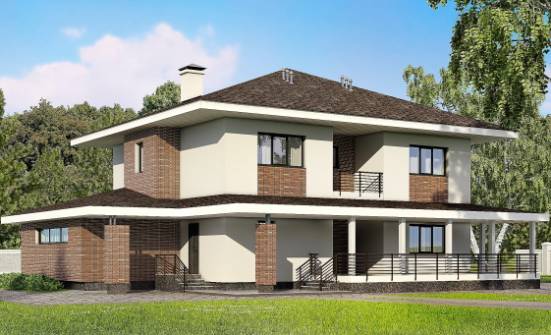 275-002-П Проект двухэтажного дома и гаражом, классический загородный дом из кирпича Нальчик | Проекты домов от House Expert