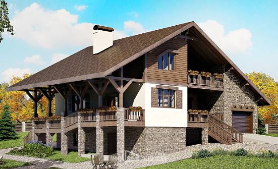 300-003-П Проект трехэтажного дома мансардой, гараж, уютный загородный дом из кирпича Нальчик | Проекты домов от House Expert