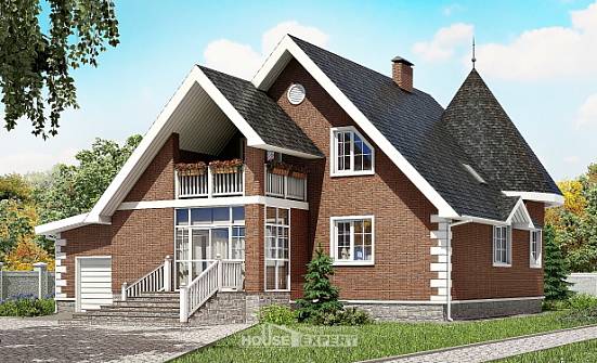 220-002-Л Проект двухэтажного дома мансардой, гараж, современный коттедж из арболита Прохладный | Проекты домов от House Expert